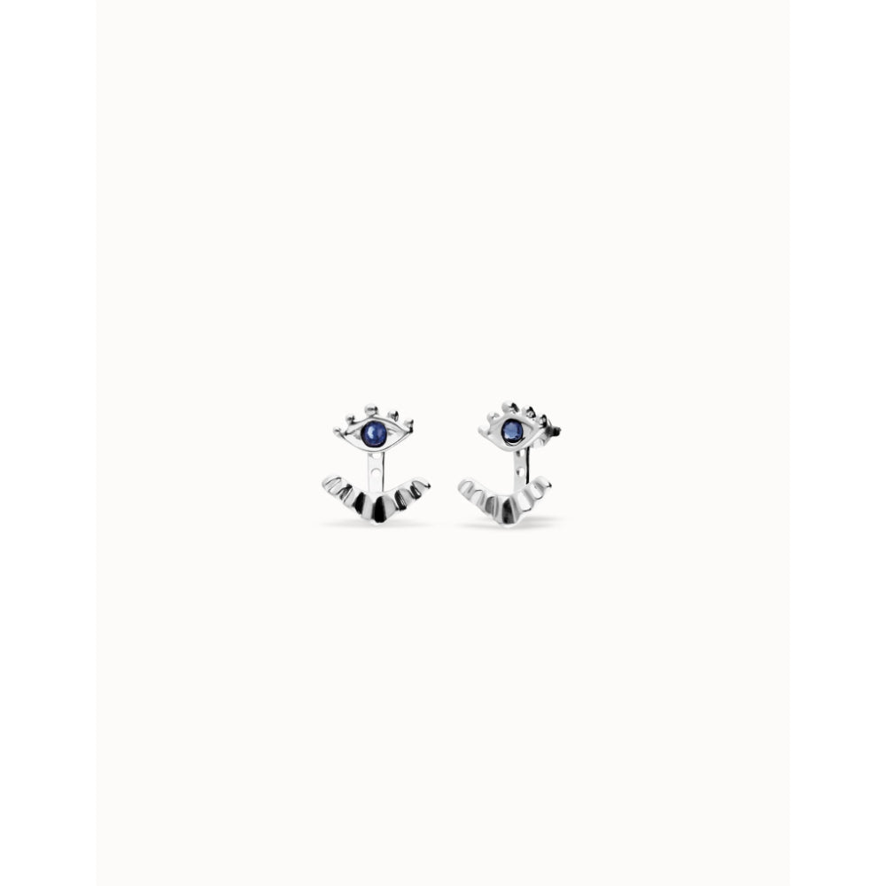 Unode50 Sterling Silver Eye - Shaped Blue Crystal Stud Earrings image