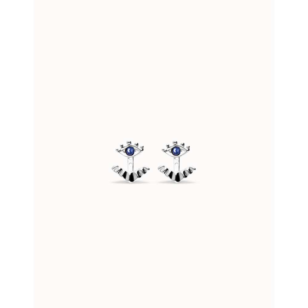 Unode50 Sterling Silver Eye - Shaped Blue Crystal Stud Earrings image 2