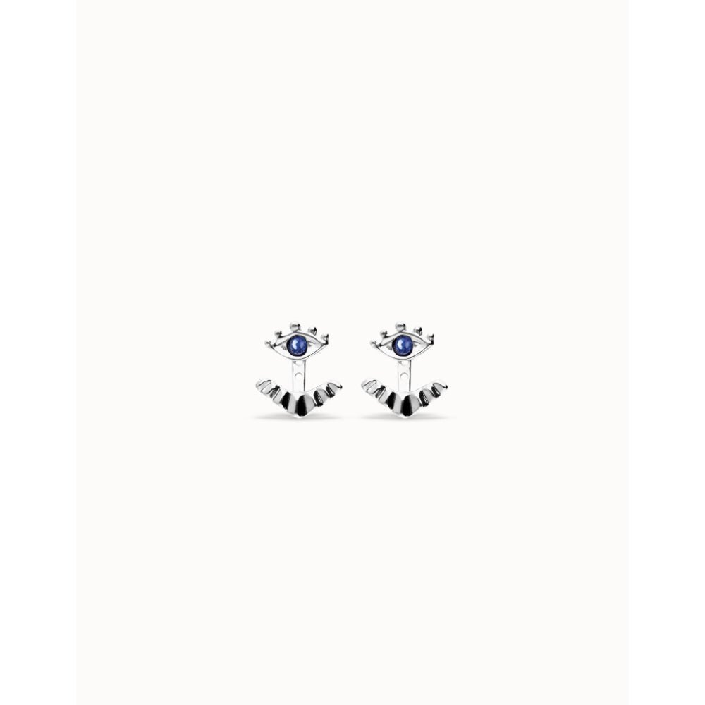 Unode50 Sterling Silver Eye - Shaped Blue Crystal Stud Earrings - MococoUNOde50PEN1006AZUMTL0UEarrings