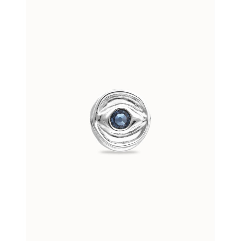 Unode50 Sterling Silver Eye - Shaped Faceted Blue Crystal Ring - MococoUNOde50ANI0856AZUMTL12Rings