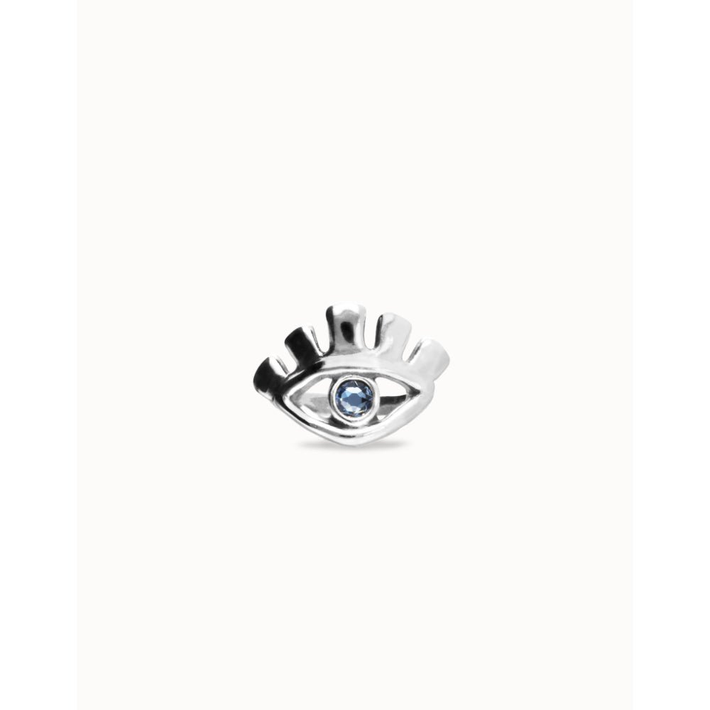 Unode50 Sterling Silver Eye - Shaped Faceted Blue Crystal Ring - MococoUNOde50ANI0855-12-SLV-BLRings
