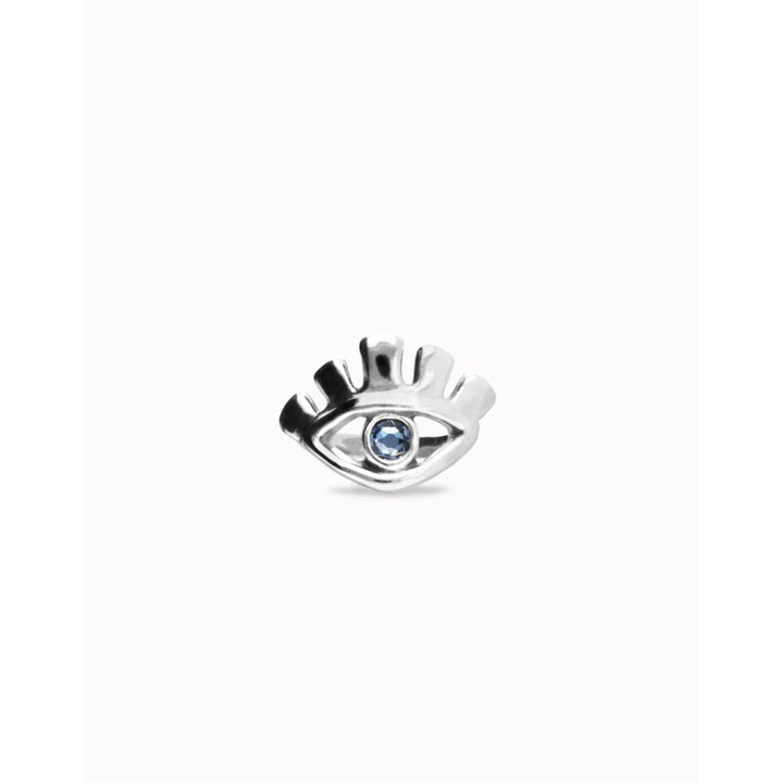 Unode50 Sterling Silver Eye - Shaped Faceted Blue Crystal Ring - MococoUNOde50ANI0855-12-SLV-BLRings