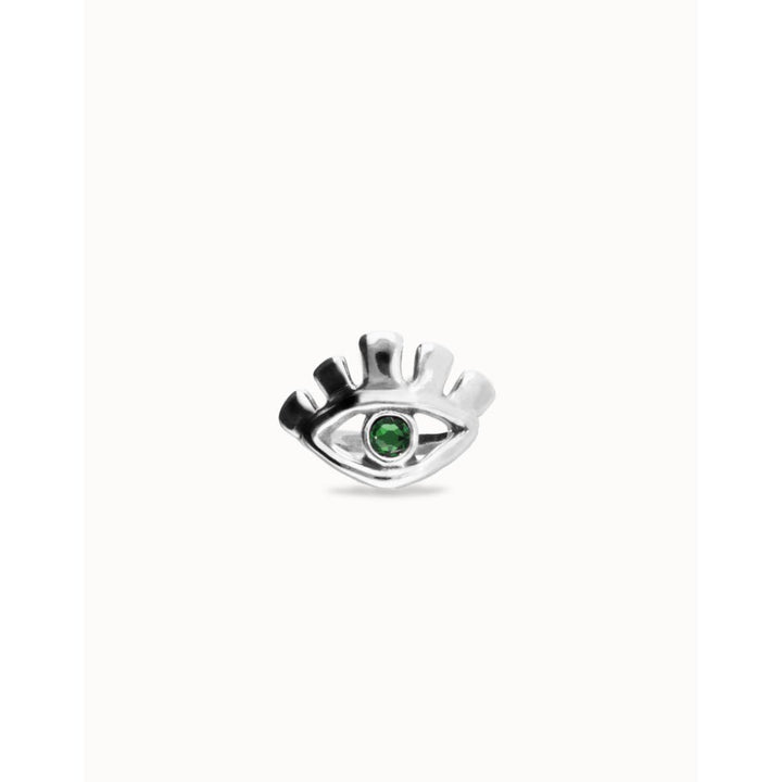 Unode50 Sterling Silver Eye - Shaped Faceted Green Crystal Ring - MococoUNOde50ANI0855-12-SLVRings