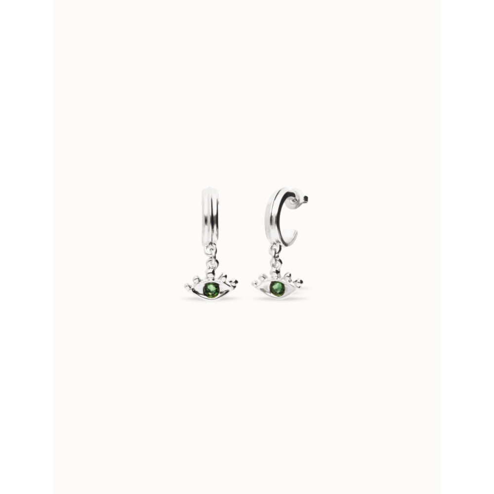 Unode50 Sterling Silver Eye - Shaped Verde Crystal Drop Earrings image