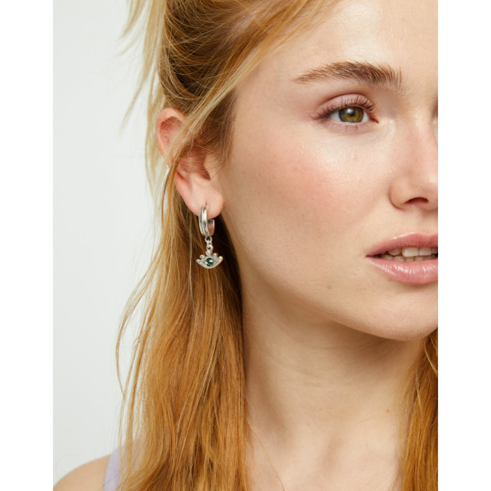 Unode50 Sterling Silver Eye - Shaped Verde Crystal Drop Earrings image 1