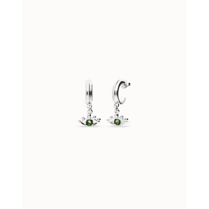 Unode50 Sterling Silver Eye - Shaped Verde Crystal Drop Earrings - MococoUNOde50PEN1005-SLVEarrings