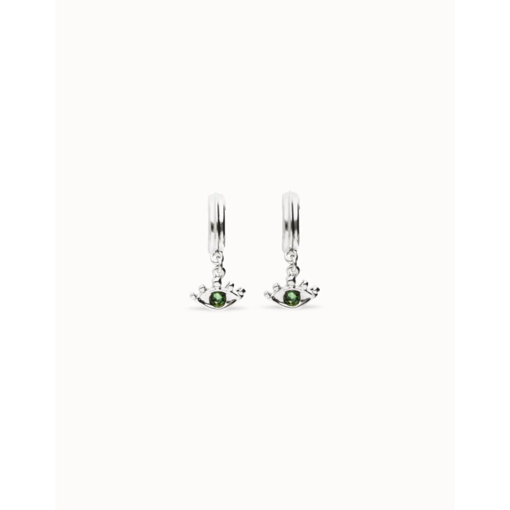 Unode50 Sterling Silver Eye - Shaped Verde Crystal Drop Earrings - MococoUNOde50PEN1005-SLVEarrings