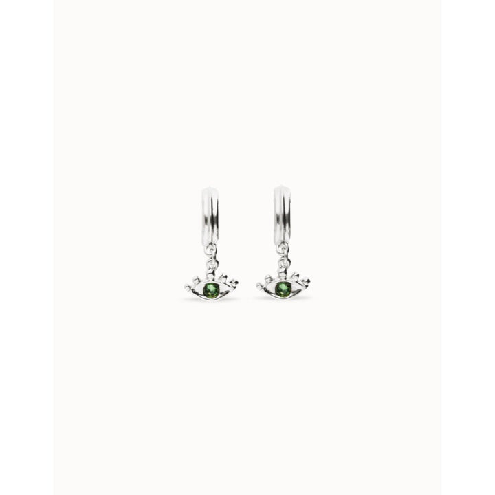 Unode50 Sterling Silver Eye - Shaped Verde Crystal Drop Earrings - MococoUNOde50PEN1005-SLVEarrings