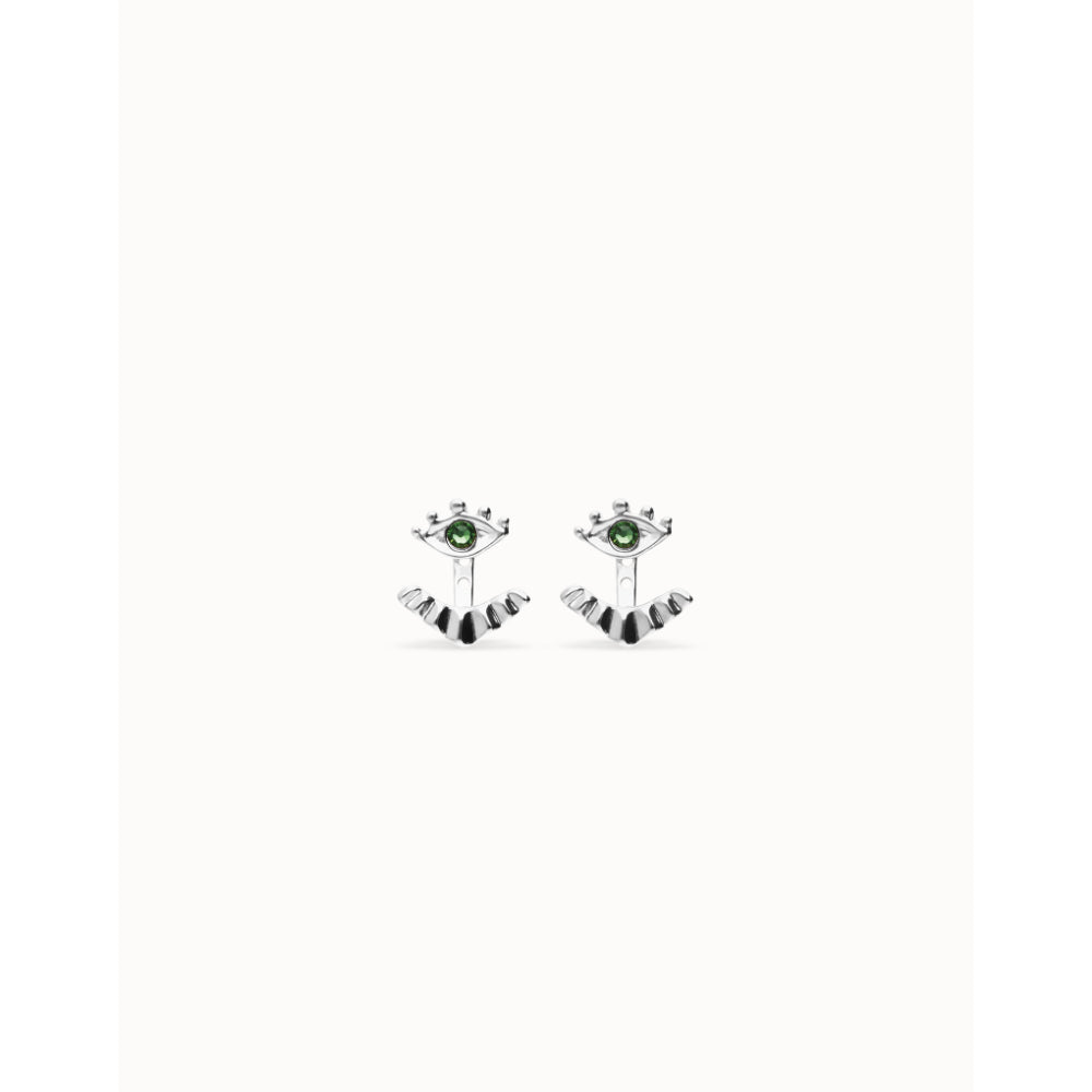 Unode50 Sterling Silver Eye - Shaped Verde Crystal Stud Earrings image 2