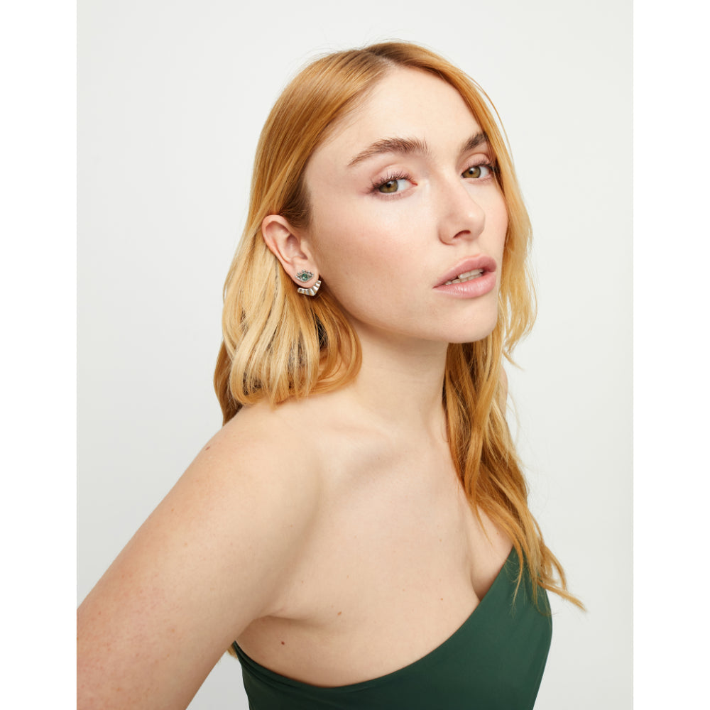 Unode50 Sterling Silver Eye - Shaped Verde Crystal Stud Earrings image 3