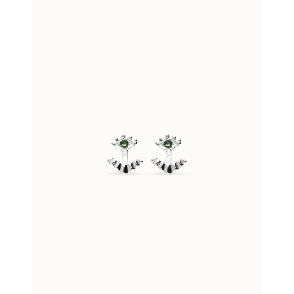 Unode50 Sterling Silver Eye - Shaped Verde Crystal Stud Earrings - MococoUNOde50PEN1006-SLVEarrings