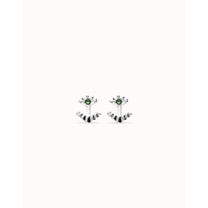 Unode50 Sterling Silver Eye - Shaped Verde Crystal Stud Earrings - MococoUNOde50PEN1006-SLVEarrings