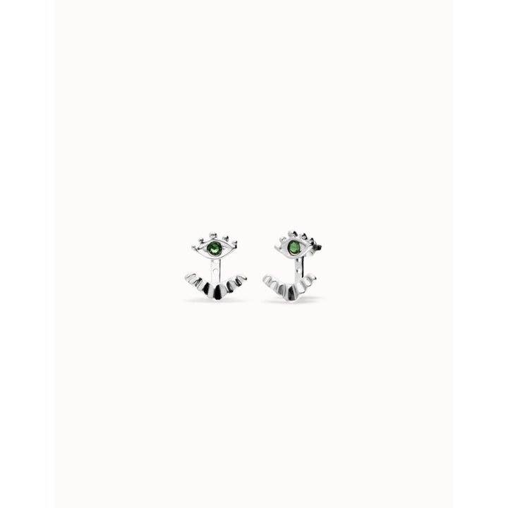 Unode50 Sterling Silver Eye - Shaped Verde Crystal Stud Earrings - MococoUNOde50PEN1006-SLVEarrings