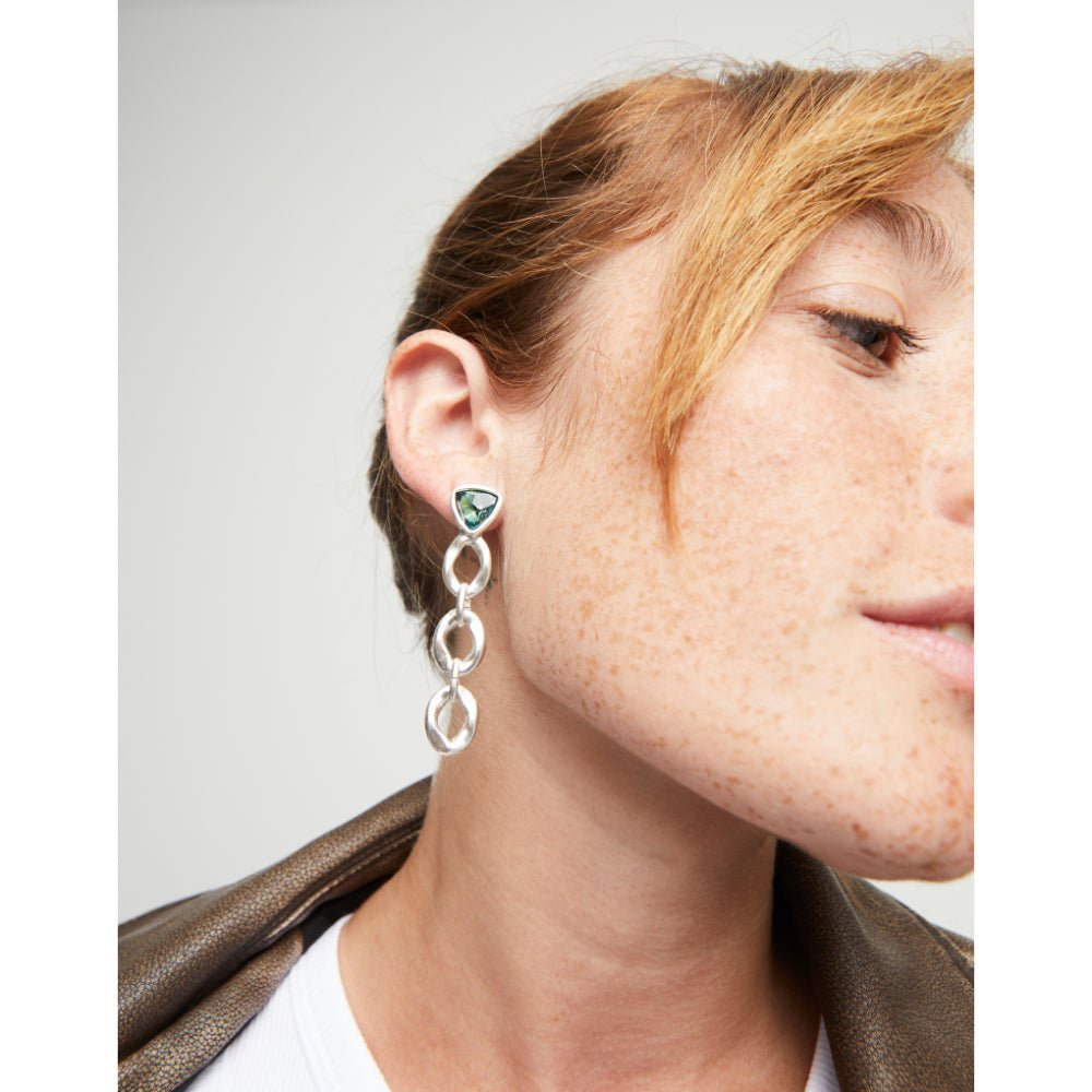 Unode50 Sterling Silver Green Crystal Drop Earring - MococoUNOde50PEN0981VRDMTL0UEarrings