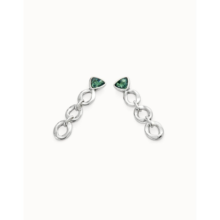 Unode50 Sterling Silver Green Crystal Drop Earring - MococoUNOde50PEN0981VRDMTL0UEarrings