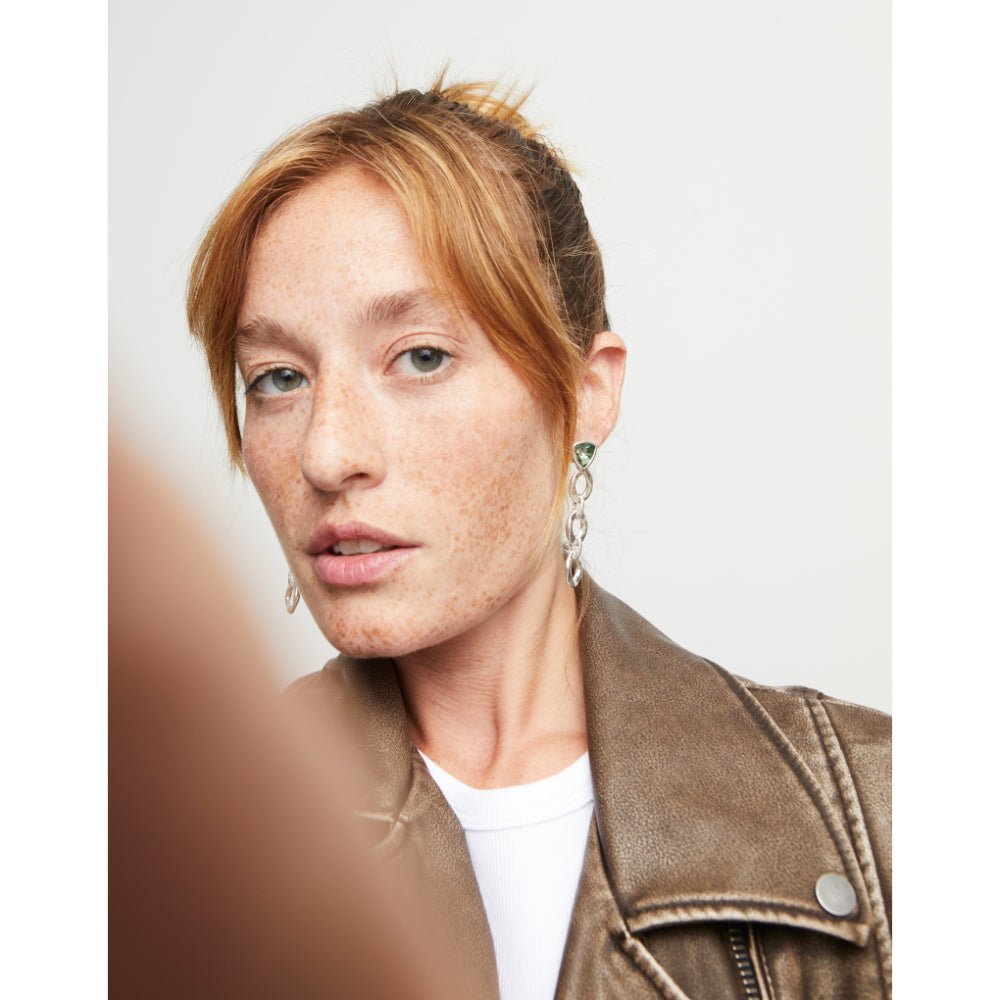 Unode50 Sterling Silver Green Crystal Drop Earring - MococoUNOde50PEN0981VRDMTL0UEarrings