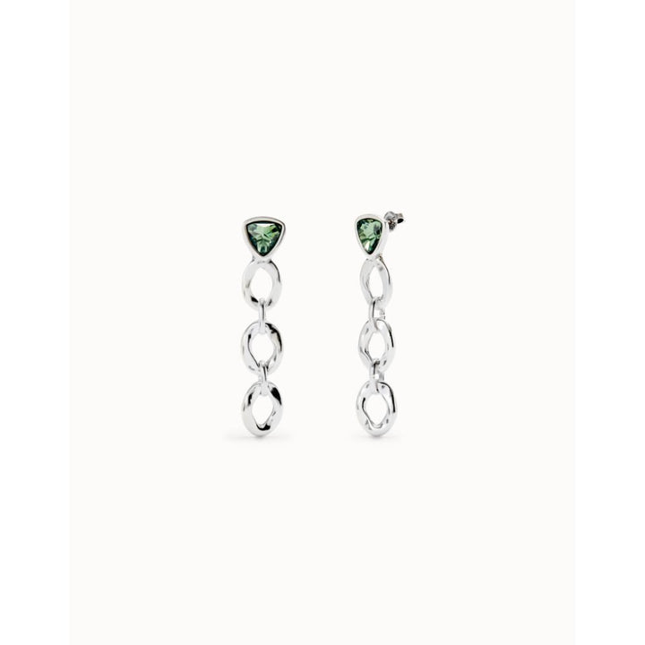 Unode50 Sterling Silver Green Crystal Drop Earring - MococoUNOde50PEN0981VRDMTL0UEarrings
