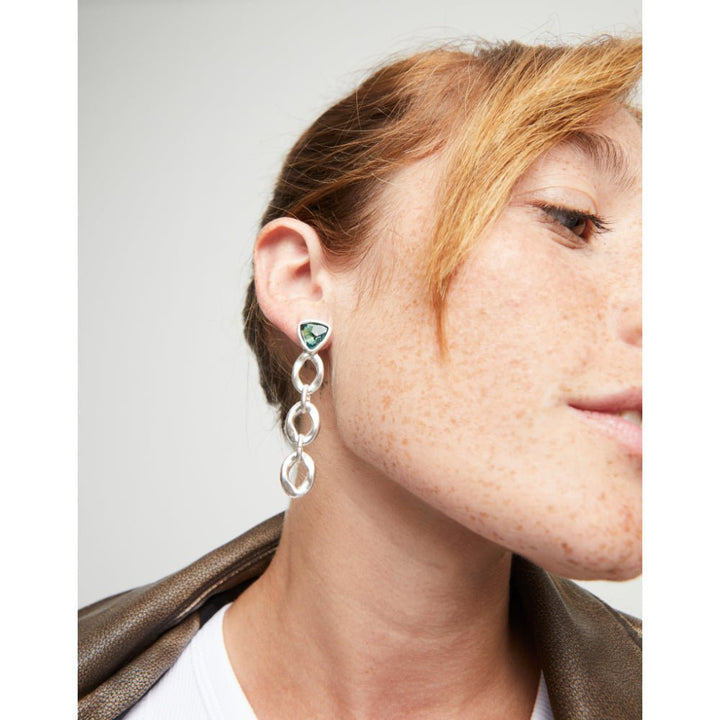 Unode50 Sterling Silver Green Crystal Drop Earring - MococoUNOde50PEN0981Earrings