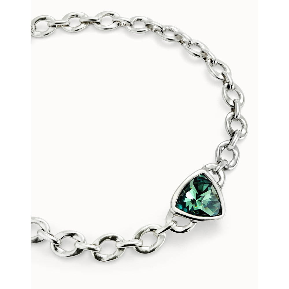 Unode50 Sterling Silver Green Crystal Link Chain Short Necklace image 4