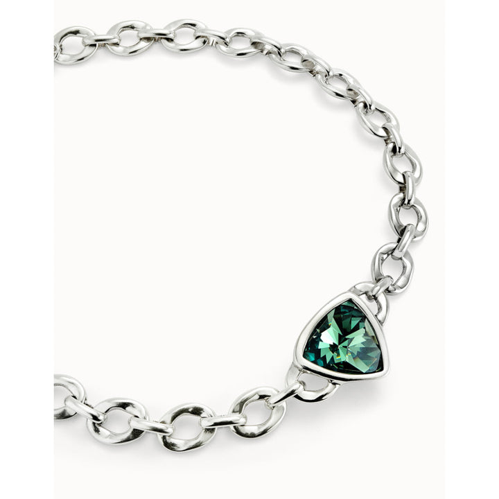 Unode50 Sterling Silver Green Crystal Link Chain Short Necklace image 4