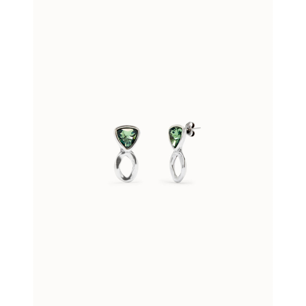 Unode50 Sterling Silver Green Crystals Drop Earring image
