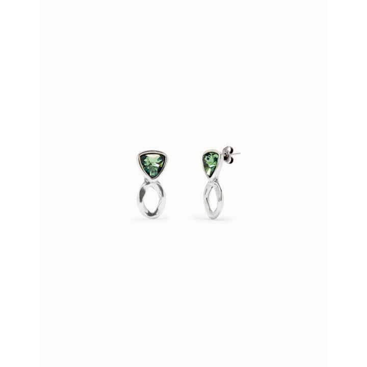 Unode50 Sterling Silver Green Crystals Drop Earring image