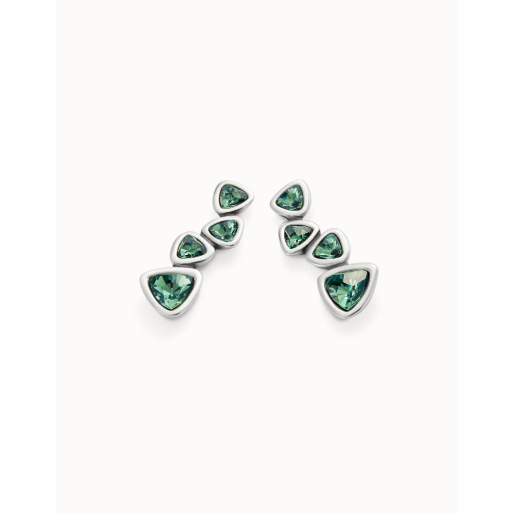 Unode50 Sterling Silver Green Crystals Drop Earrings - MococoUNOde50PEN0983VRDMTL0UEarrings