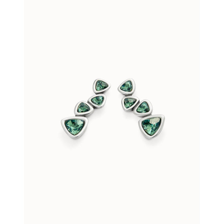 Unode50 Sterling Silver Green Crystals Drop Earrings - MococoUNOde50PEN0983VRDMTL0UEarrings