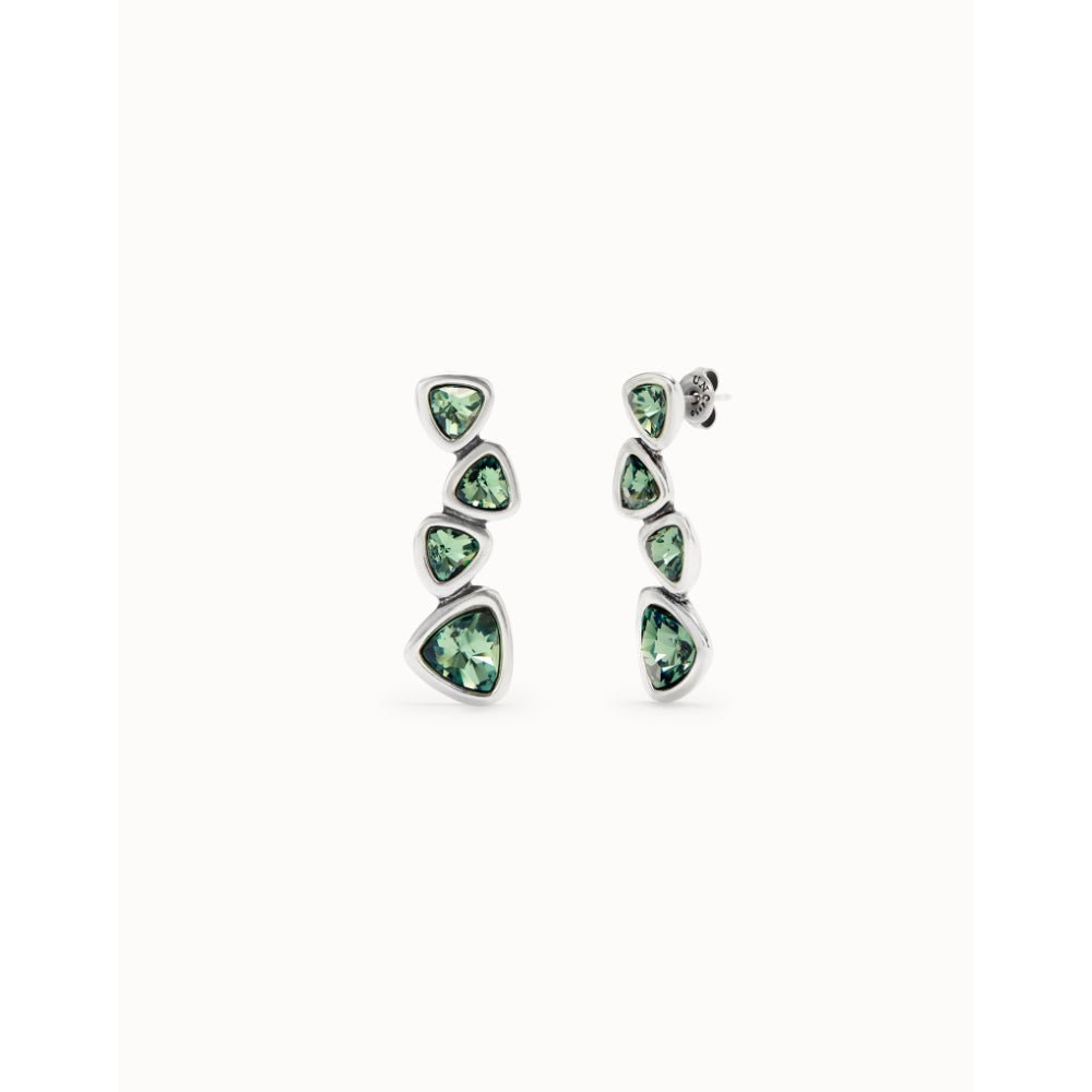 Unode50 Sterling Silver Green Crystals Drop Earrings - MococoUNOde50PEN0983Earrings