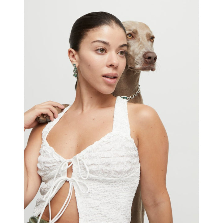 Unode50 Sterling Silver Green Crystals Drop Earrings - MococoUNOde50PEN0983Earrings