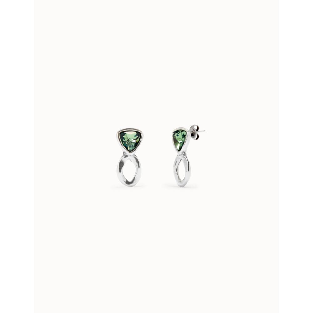 Unode50 Sterling Silver Green Crystals Drop Earring - MococoUNOde50PEN0980VRDMTL0UEarrings