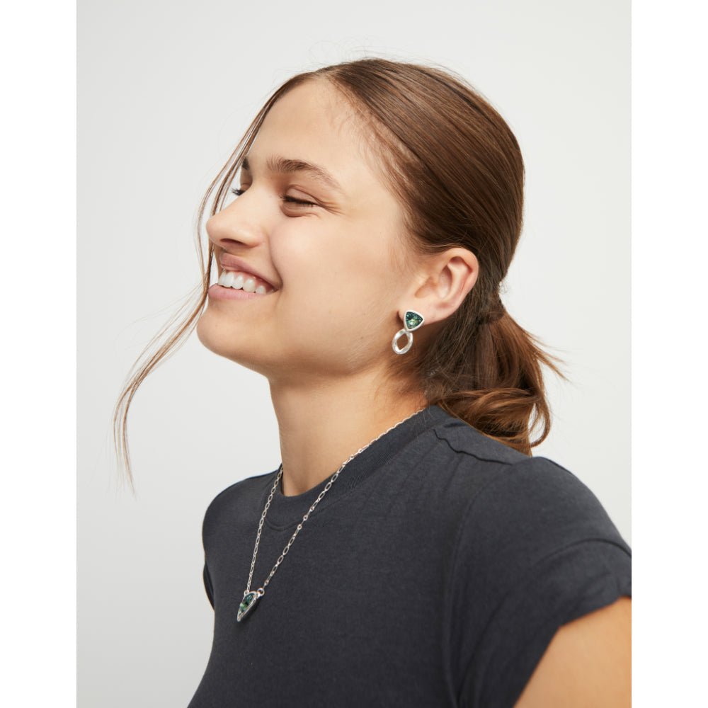 Unode50 Sterling Silver Green Crystals Drop Earring - MococoUNOde50PEN0980Earrings