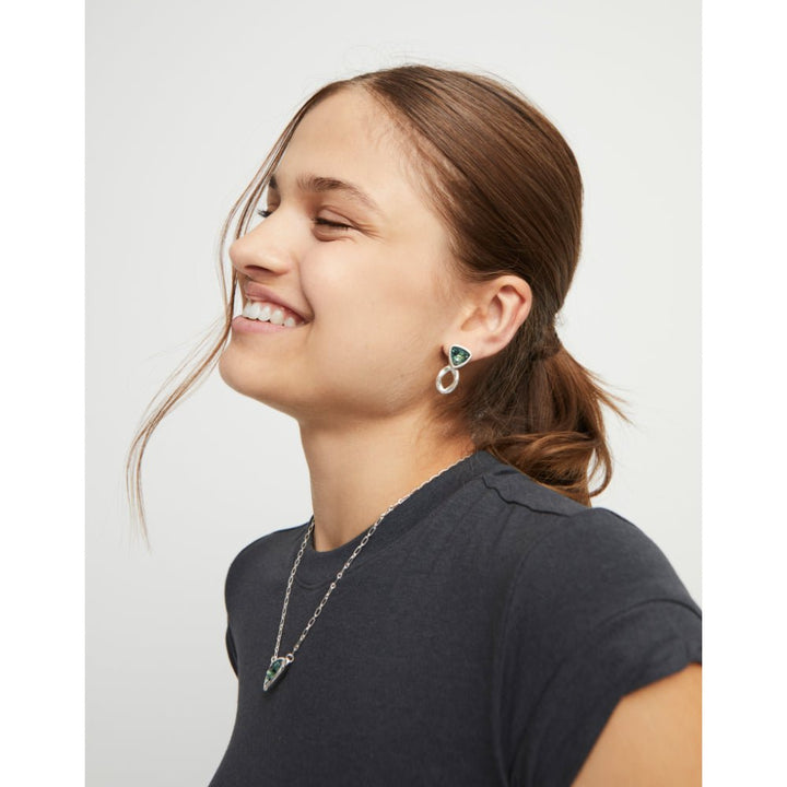 Unode50 Sterling Silver Green Crystals Drop Earring - MococoUNOde50PEN0980Earrings