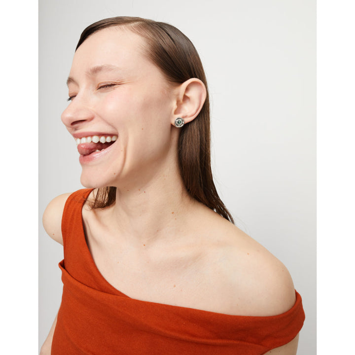 Unode50 Sterling Silver Green Faceted Crystal Stud Earrings image 3