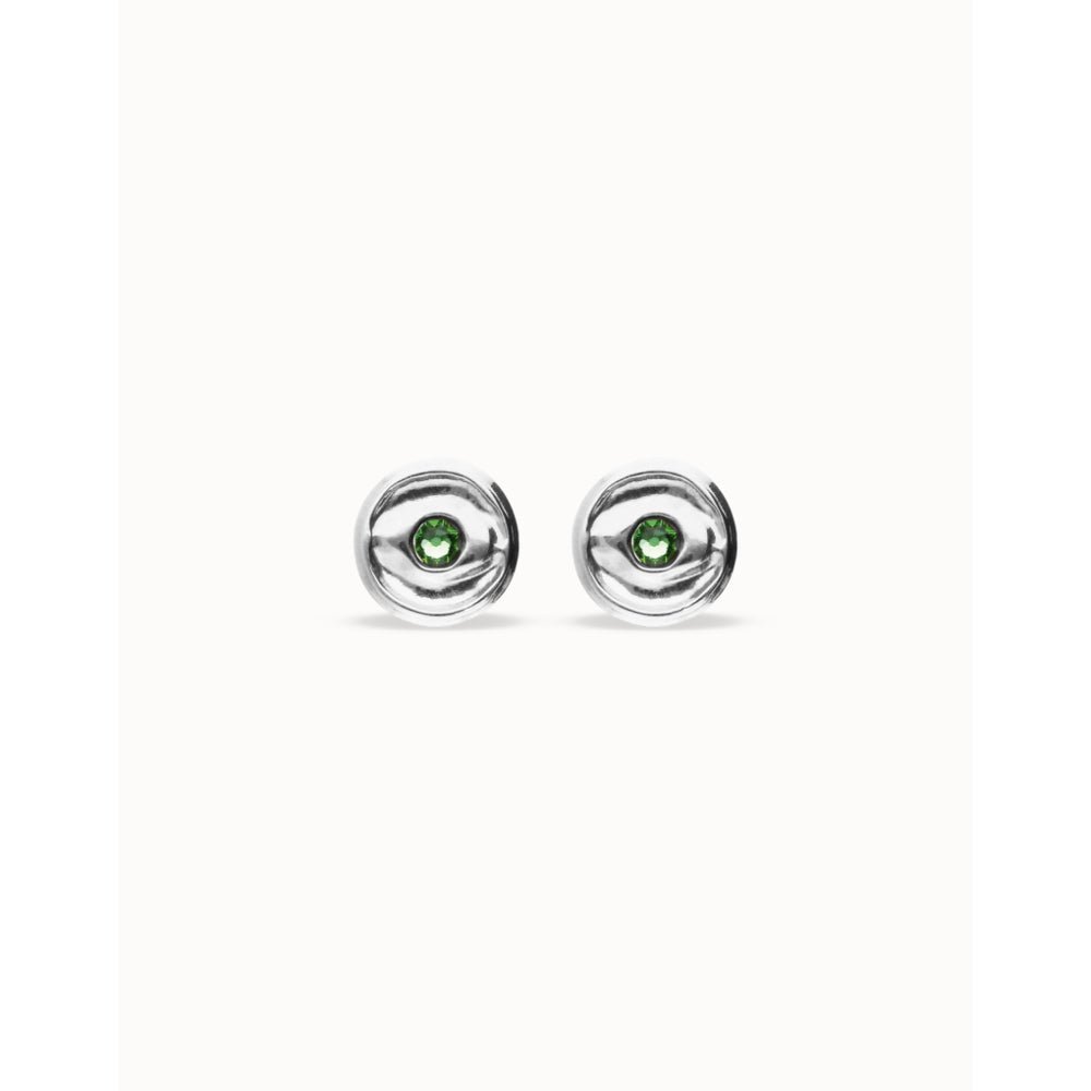 Unode50 Sterling Silver Green Faceted Crystal Stud Earrings - MococoUNOde50PEN1007VRDMTL0UEarrings