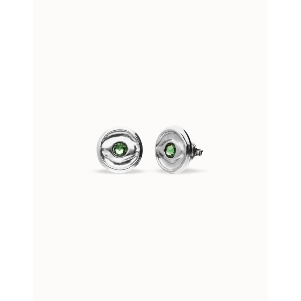 Unode50 Sterling Silver Green Faceted Crystal Stud Earrings - MococoUNOde50PEN1007VRDMTL0UEarrings
