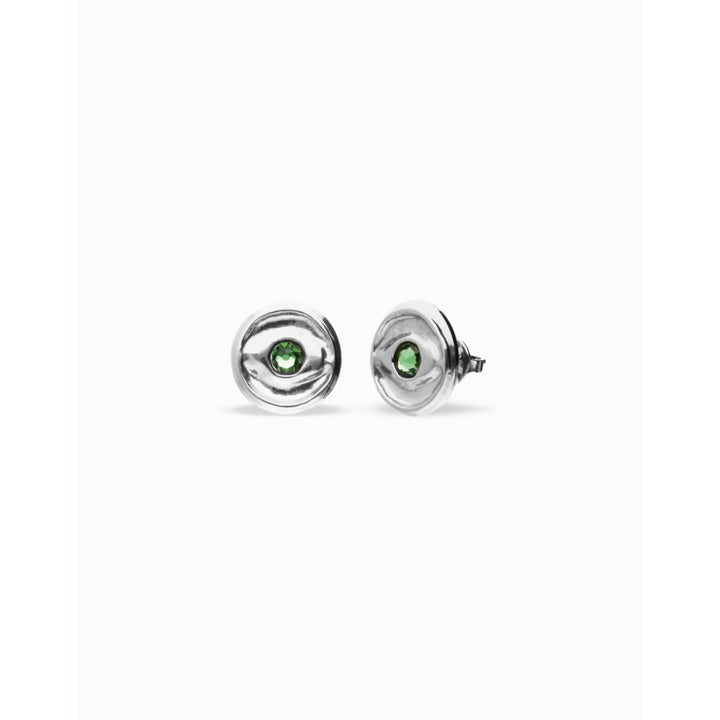 Unode50 Sterling Silver Green Faceted Crystal Stud Earrings - MococoUNOde50PEN1007VRDMTL0UEarrings