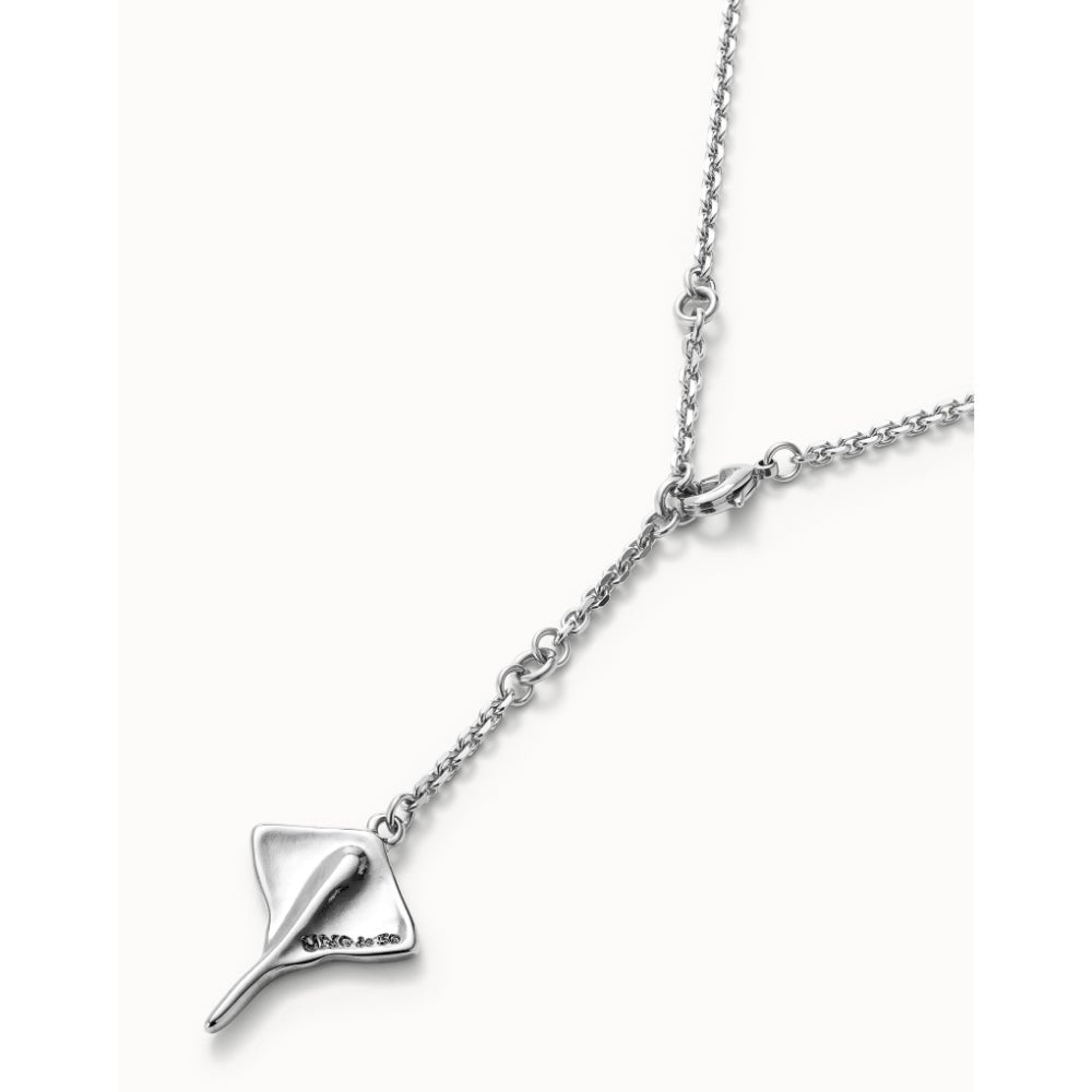 Unode50 Sterling Silver Long Chain Pendant Manta Ray Necklace - MococoUNOde50COL1931Necklace