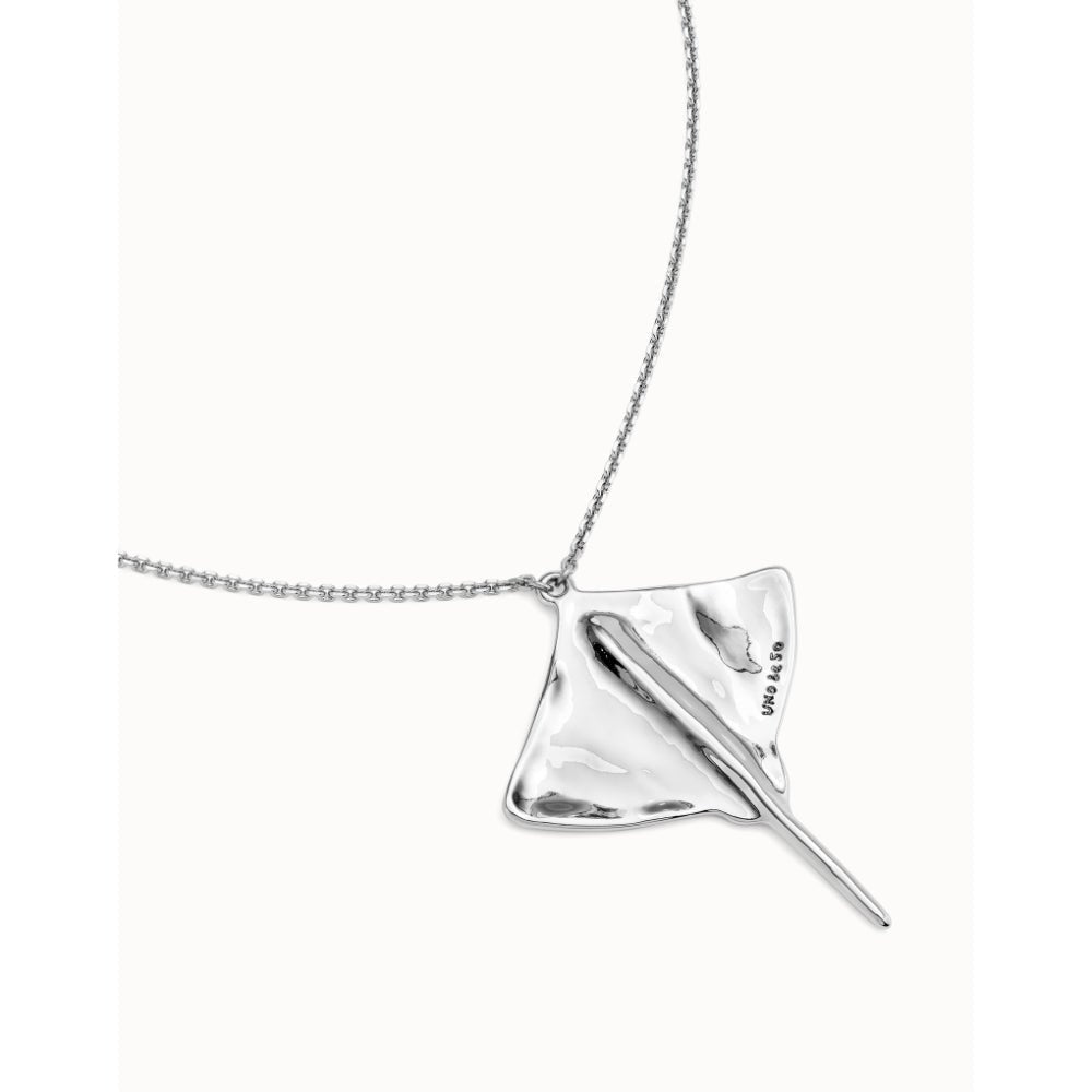 Unode50 Sterling Silver Long Chain Pendant Manta Ray Necklace - MococoUNOde50COL1931Necklaces