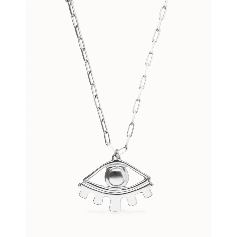 Unode50 Sterling Silver Long Pendant Chain Central Eye Necklace - MococoUNOde50OL2034MTL0000UNecklaces