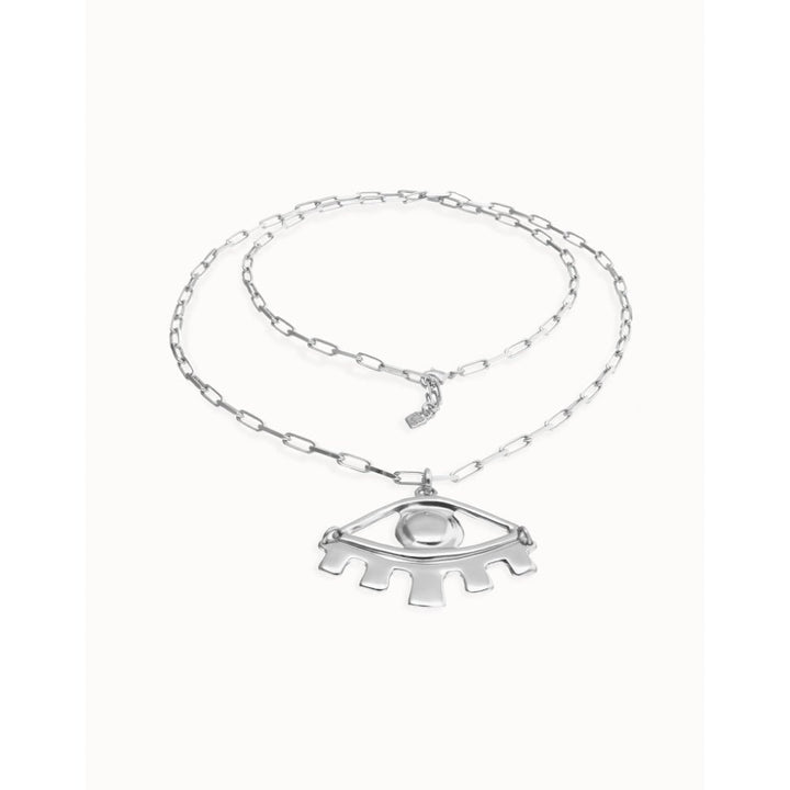 Unode50 Sterling Silver Long Pendant Chain Central Eye Necklace - MococoUNOde50OL2034MTL0000UNecklaces