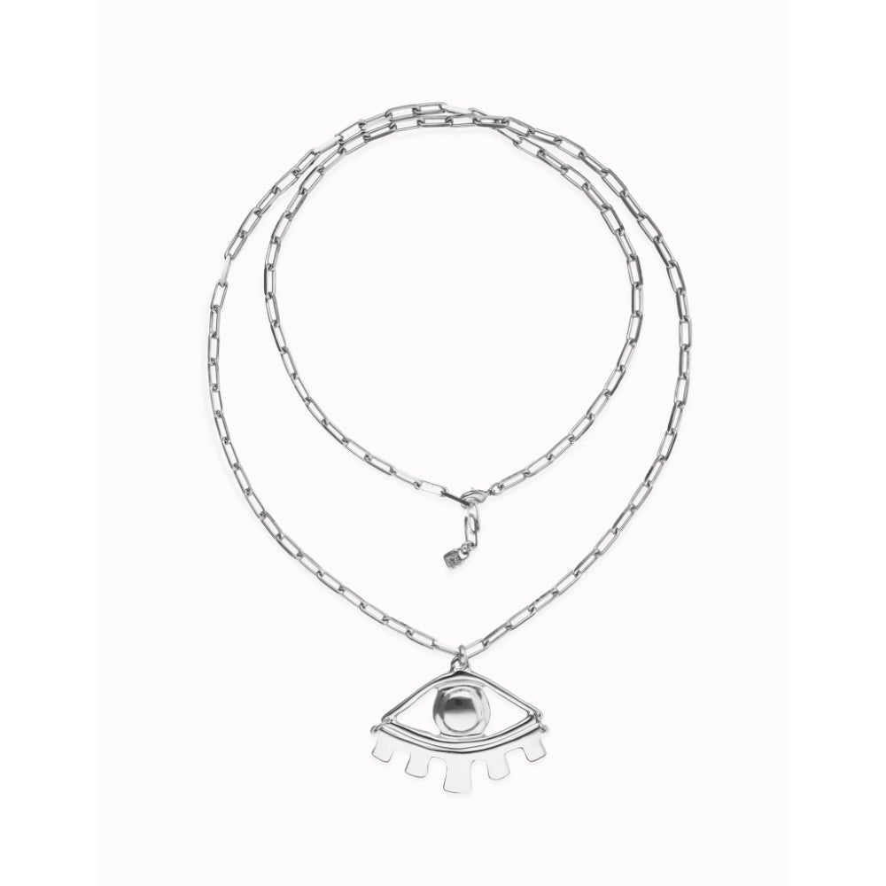 Unode50 Sterling Silver Long Pendant Chain Central Eye Necklace - MococoUNOde50OL2034MTL0000UNecklaces