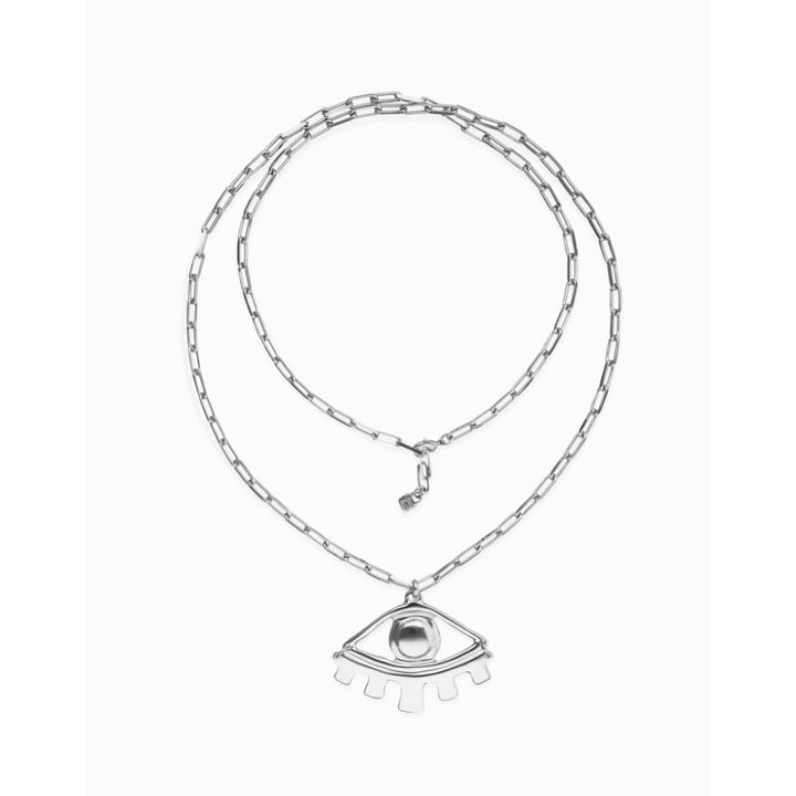 Unode50 Sterling Silver Long Pendant Chain Central Eye Necklace - MococoUNOde50OL2034MTL0000UNecklaces
