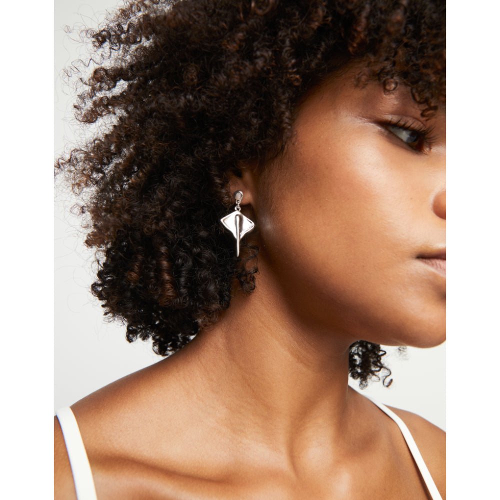 Unode50 Sterling Silver Manta Ray - Shaped Drop Earrings image 3