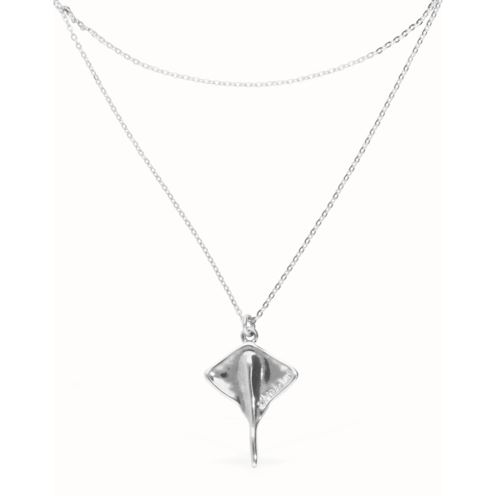 Unode50 Sterling Silver Multi Strand Chain Manta Ray Necklace image 2
