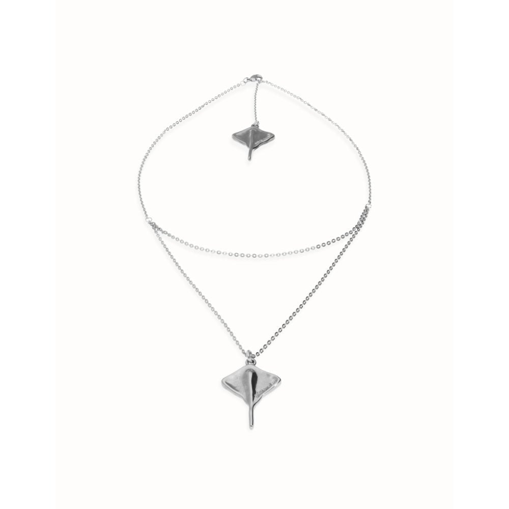 Unode50 Sterling Silver Multi Strand Chain Manta Ray Necklace - MococoUNOde50COL2043Necklace