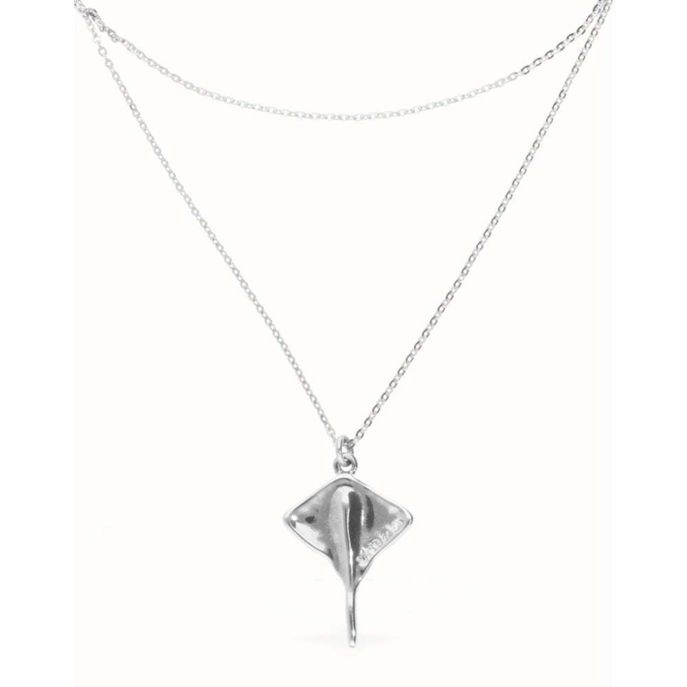Unode50 Sterling Silver Multi Strand Chain Manta Ray Necklace - MococoUNOde50COL2043Necklace