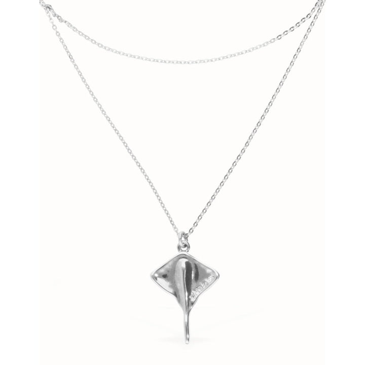 Unode50 Sterling Silver Multi Strand Chain Manta Ray Necklace - MococoUNOde50COL2043Necklace