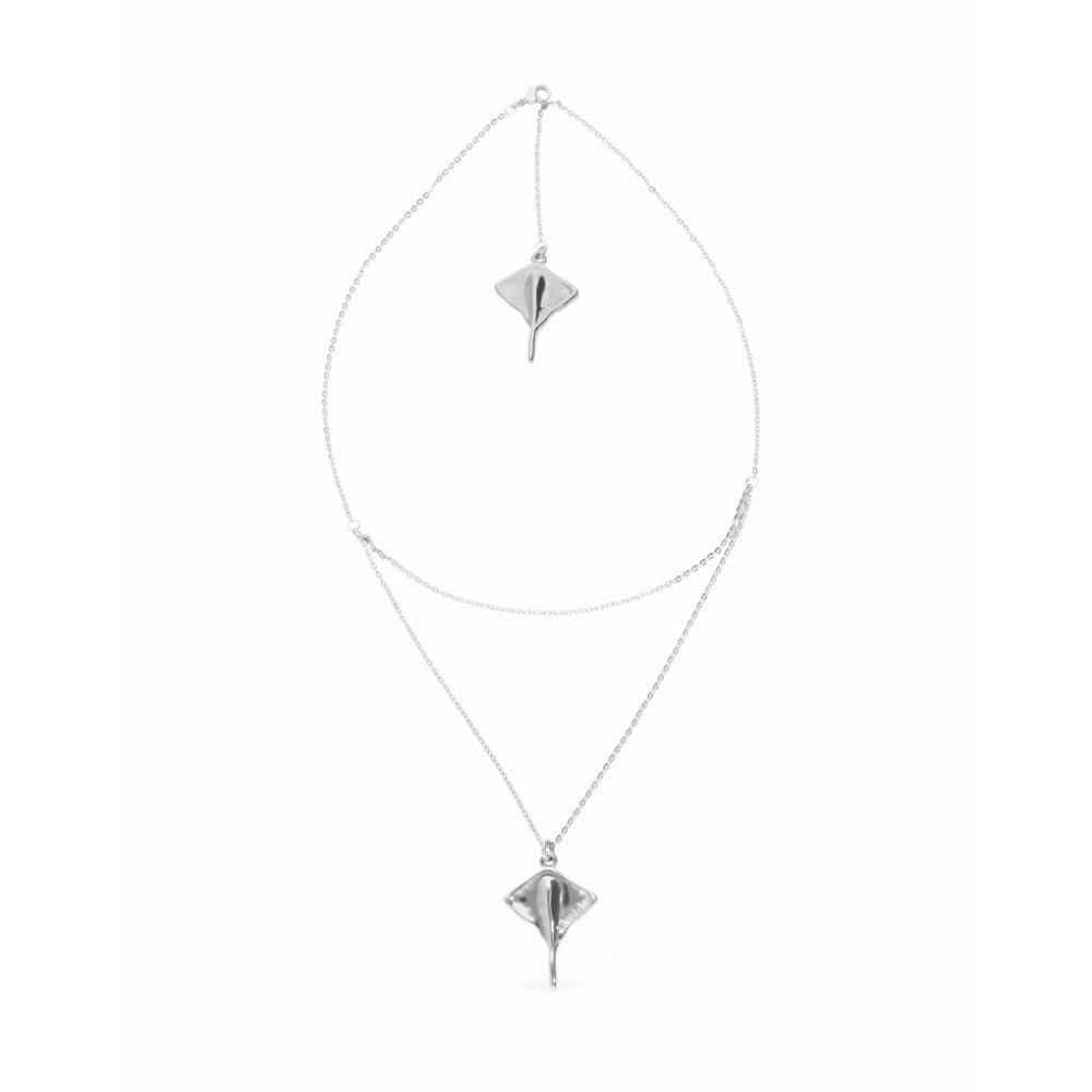 Unode50 Sterling Silver Multi Strand Chain Manta Ray Necklace - MococoUNOde50COL2043Necklaces
