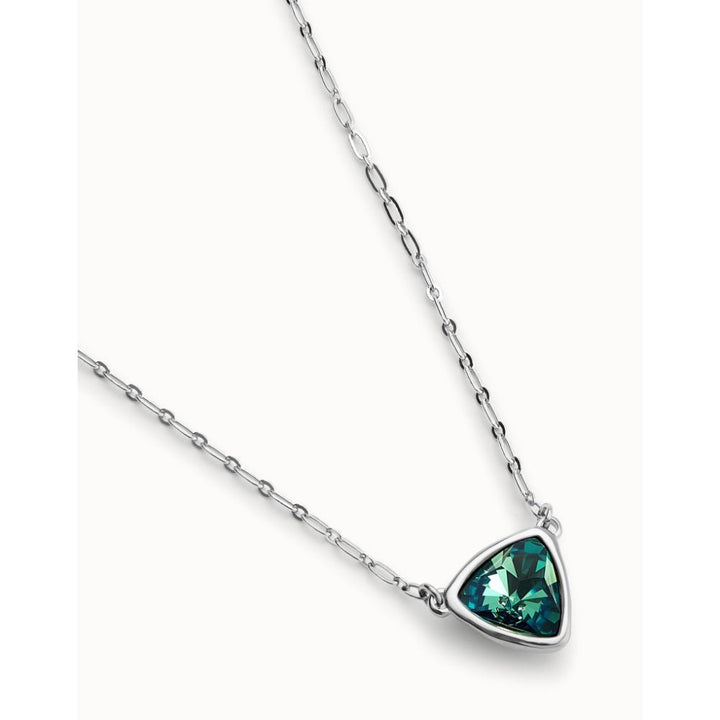 Unode50 Sterling Silver Pendant Chain Link Green Crystal Necklace - MococoUNOde50COL2009Necklace